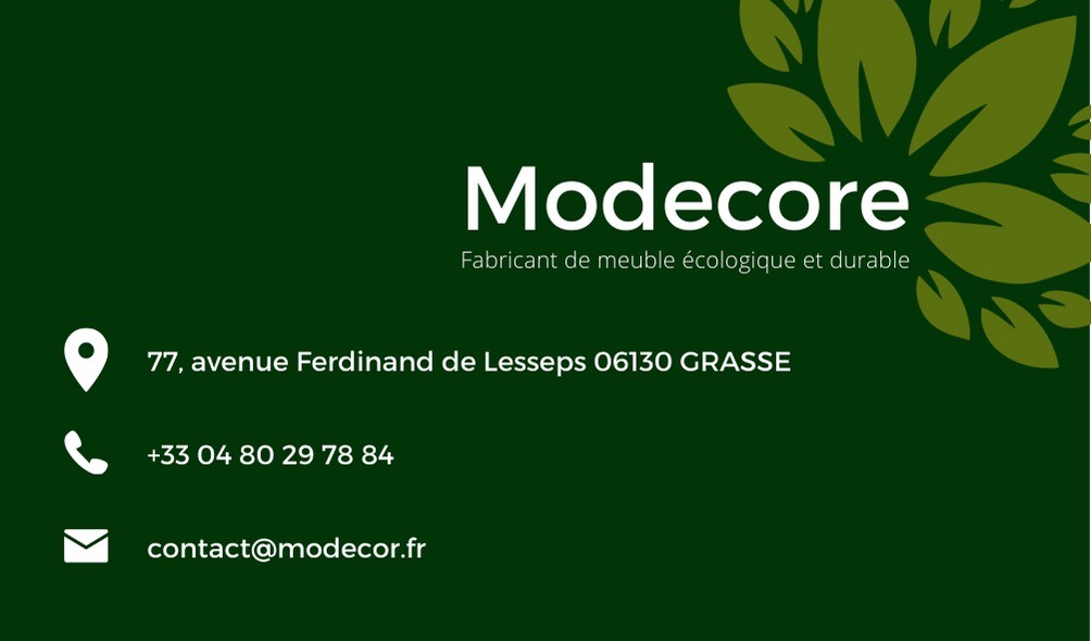 Carte de visite de Modecor. 